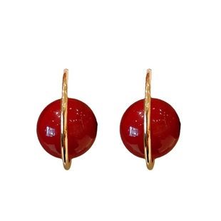 韩国【设计师】珍珠环形几何耳环春夏复古高级感耳钉小众百搭耳饰