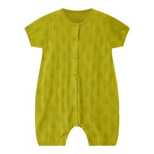 ArborTree 桑蚕丝羊绒宝宝夏季短裤腿前开连体衣吸湿排汗透气轻薄