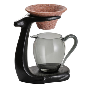 玻璃公道杯茶滤网一体陶瓷无孔过滤茶漏三件套茶水分离分茶器茶具