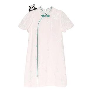 IVY HOUSE常春藤儿童装男女大童夏新款 新中式熊猫旗袍连衣裙亲子