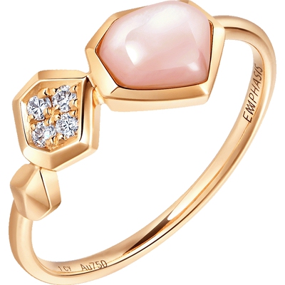 「合」系列玫瑰金粉贝母钻石戒指