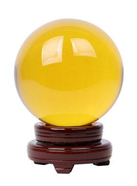 白黄水晶球摆件客厅招财装饰品