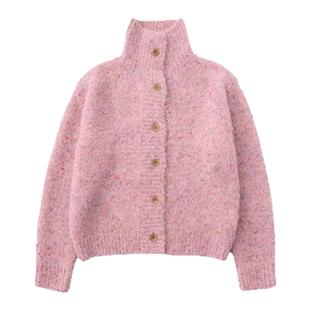 【现货】韩国sienne杂色毛衣韩系氛围高领感厚实显白针织开衫外套