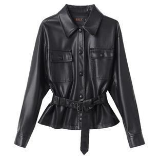 宋佳同款真皮皮衣女短款2025秋新款收腰显瘦绵羊皮夹克外套机车服
