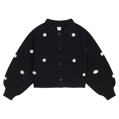 niko and ...毛衣女2025冬季新款Polo领刺绣对襟针织开衫570993