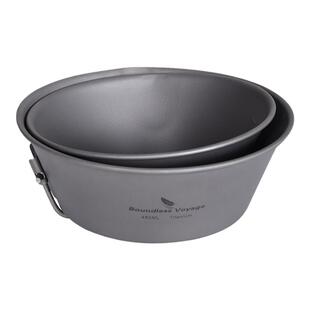 必唯纯钛雪拉碗野餐碗户外便携餐具钛碗雪拉杯折叠手柄多功能饭盒