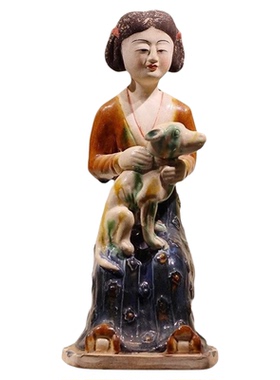 唐三彩文创中式仕女陶俑陶瓷摆件