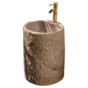 掬涵户外庭院洗手池台仿石头洗菜盆室外花园落地式立柱一体水槽