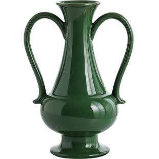 哥本哈根轻奢复古法式陶瓷插花水养花瓶高级感祖母绿家居客厅摆件