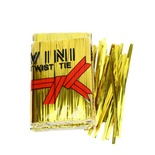 金银色铁丝捆扎带绑线 面包包装袋收紧扎丝带 食品封口礼品绳10cm