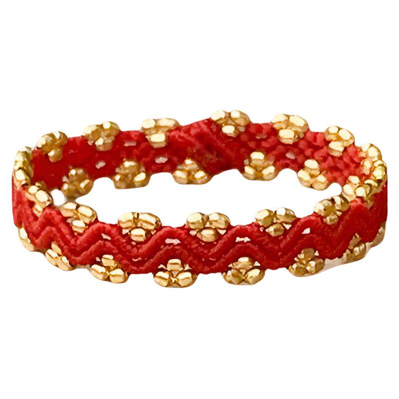 美梓双芝麻波浪蜡线蜡绳红绳戒指手工编织幸运转运精致喜庆本命年