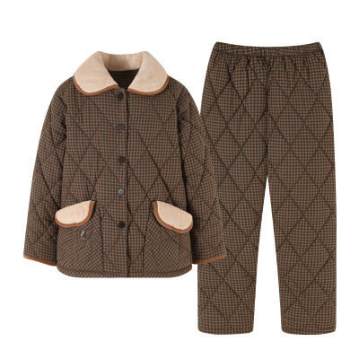 猫人女士秋冬季睡衣纯棉夹棉