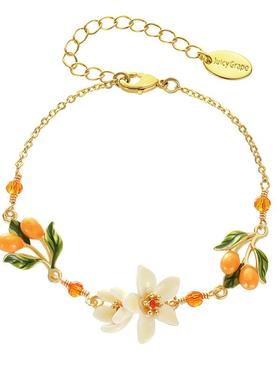 甜美小金桔白色橙花珐琅手链