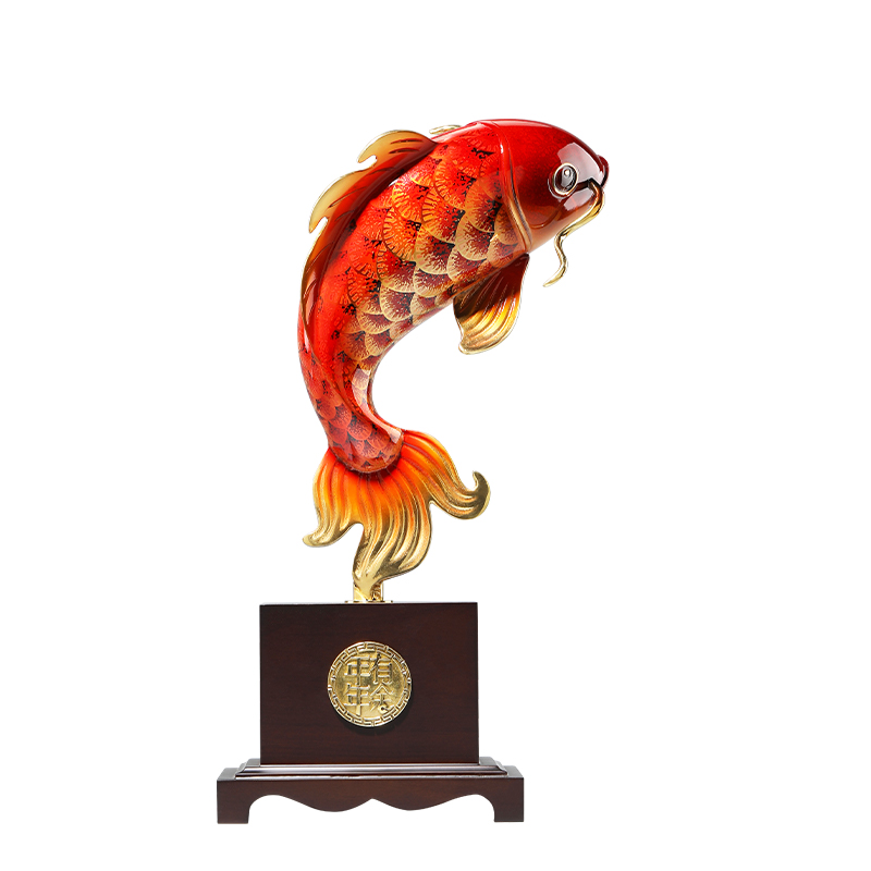 大明銅匠年年有余銅魚擺件招財(cái)客廳酒柜裝飾品辦公室喬遷開業(yè)禮物