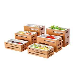 自助餐实木展示盘冷餐热菜水果沙拉面包展示架明档三层甜品台摆台