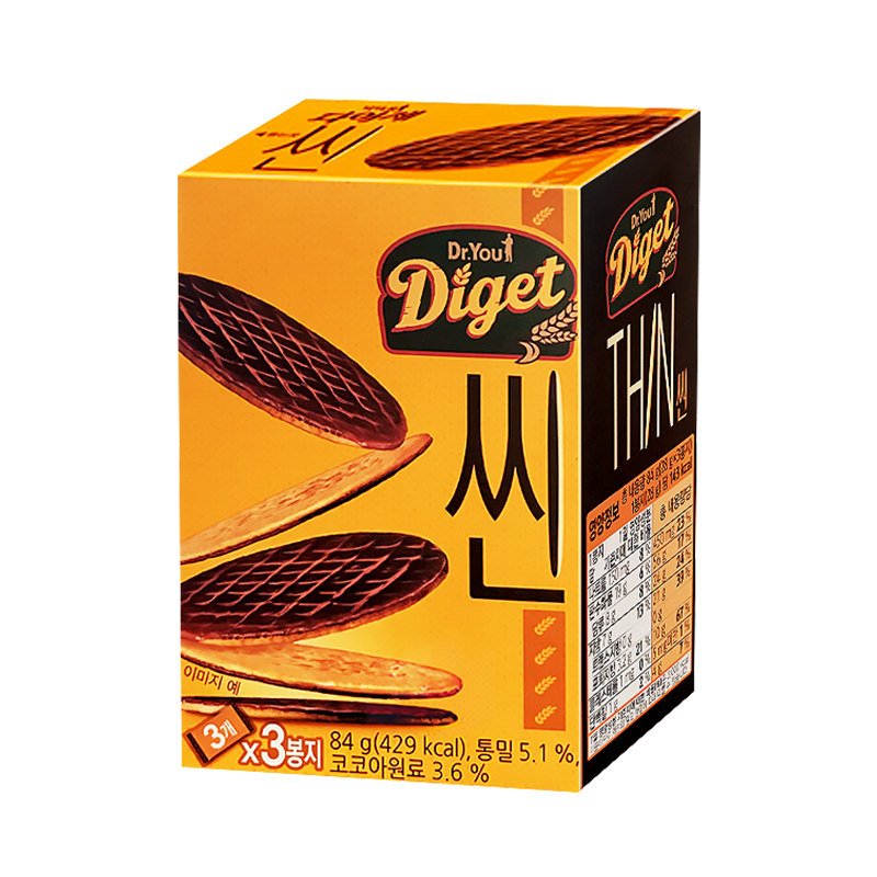 韩国进口好丽友薄脆巧克力全麦消化饼干84g代餐饱腹网红休闲零食