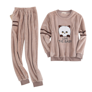 加厚珊瑚绒睡衣女2025年新款秋冬韩版套头小个子法兰绒妈妈家居服