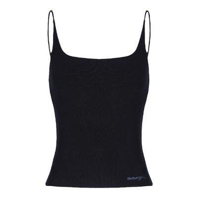 黑色带胸垫针织吊带修身遮副乳