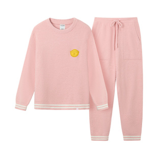 周震南同款猫人暖绒绒学院风家居服睡衣男女半边绒2025新款冬厚