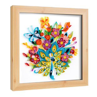 赛卓正方形繁花孔雀折纸专用纸衍纸画手工工具套装上课DIY材料包动物衍纸线稿图衍纸作品成品学校机构团购