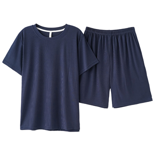 雅鹿睡衣男款夏季薄款冰丝凉感短袖短裤男生家居服大码套装可外穿