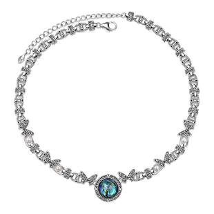 MGS/曼古银蜕变系列鲍鱼贝拼合石珍珠项链时尚蝴蝶高级设计锁骨链