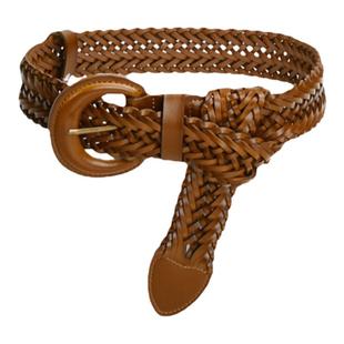 时尚免打孔编织腰带女潮真皮宽皮带装饰大衣外套裙子收腰百搭腰封