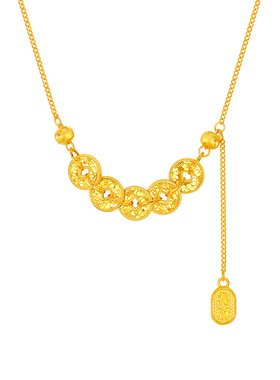 vana纳福铜钱项链女款纯银吊坠