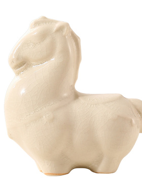 陶瓷白釉创意马年生肖摆件伴手礼