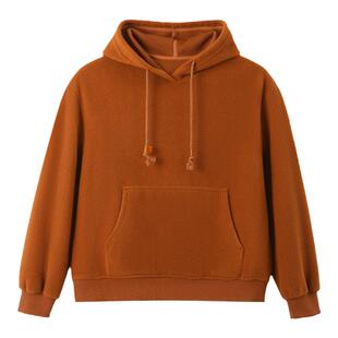 bbfer本依凡冬季连帽卫衣女土砖色宽松显瘦帽衫上衣运动SSSWY0213