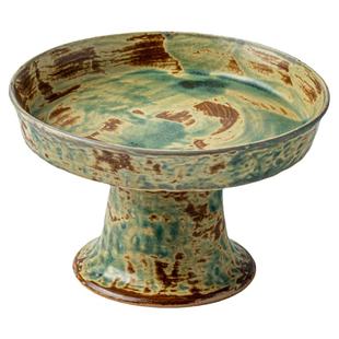 巷子尾〖国内手作高脚盘〗仿古中式茶点盘粗陶果盘茶几点心糕点盘