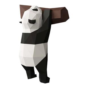 免裁剪版熊猫壁挂客厅玄关宿舍墙壁装饰品纸艺模型可爱动物壁饰