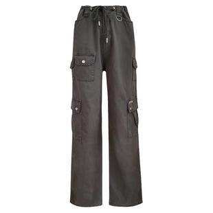 李小冉同款 Liilou 复古多口袋直筒长裤宽松抽绳工装裤休闲裤女