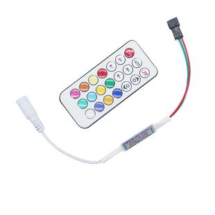 LED全彩灯带控制器WS2812B流光灯条控制RF迷你21键无线遥控5-24V