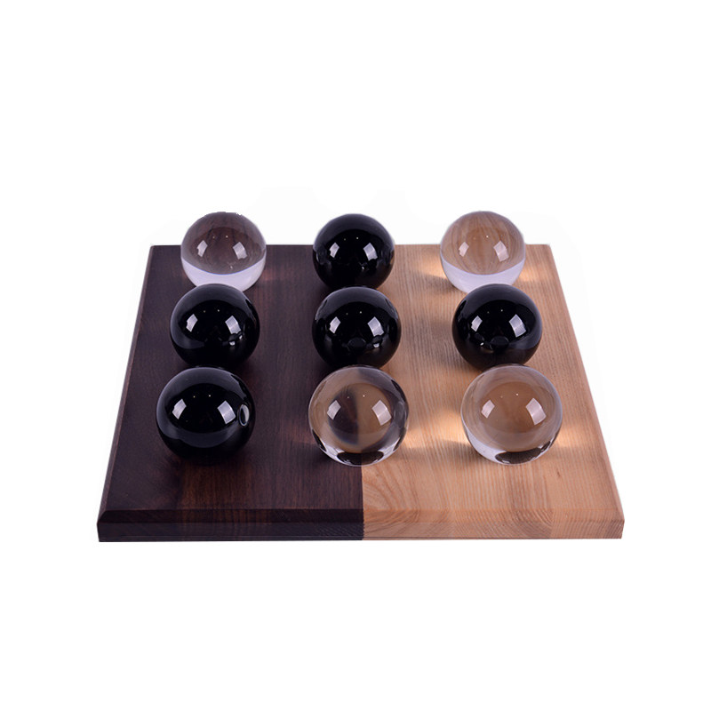 简约风国际木质黑曜石棋盘摆件
