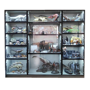 定做动漫手办展示柜模型兵人GK雕像高达乐高液压上翻门玻璃展柜