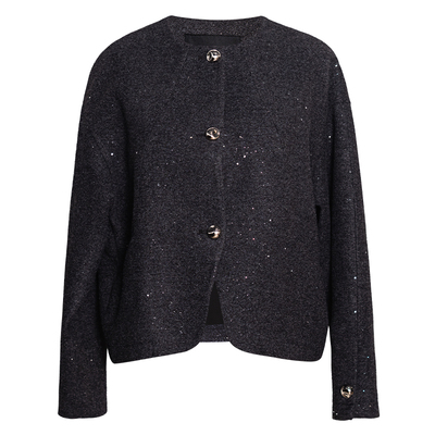 罗衣高级通勤茧型短款毛呢外套