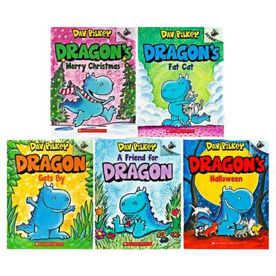 【点读版】英文原版胖龙蓝蓝 Dragon A Friend For Dragon恐龙传奇5册学乐橡子系列Acorn低幼图画故事桥梁书神探狗狗Dog Man同作者