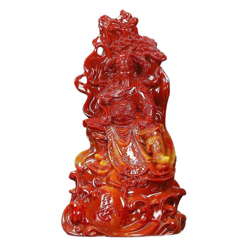 玉石寿山石雕芙蓉石关公摆件风水玄关用品奇石观赏石关公像关二爷