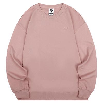 安踏卫衣女粉色圆领宽松长袖t恤