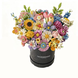 2025新款积木花束拼装适用乐高永生花玫瑰花抱抱桶高颜值女生礼物