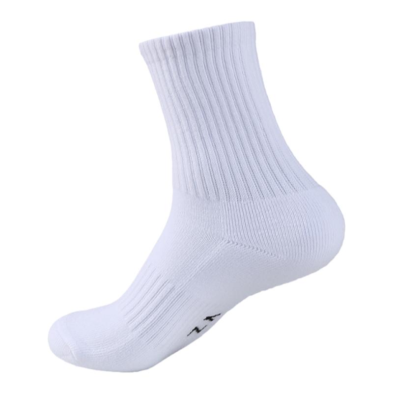 袜子男士春夏季中筒纯白色毛巾底袜纯棉防臭长筒运动男生短袜黑色
