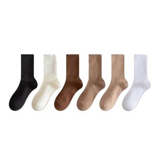 袜子男款中筒袜春秋款黑白纯色男生长筒防臭秋冬运动冬季男士长袜