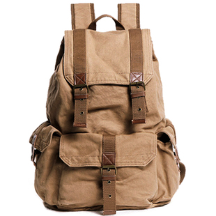 全棉帆布大容量双肩包男女背包运动休闲书包迷彩外出郊游旅行背包