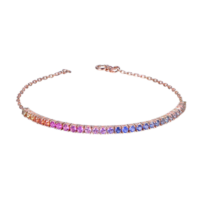 私意珠宝天然彩蓝宝石18k金手链