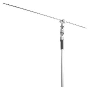 (黑色/银色)魔术腿C型架横杆 128cm不锈钢材质 摄影灯架顶灯架配件 闪光灯支撑杆 金属横臂支架