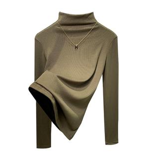猫人半高领打底衫女2025新款内搭秋冬黑色莫代尔可外穿薄长袖上衣