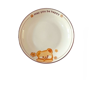 卡通盘家用菜盘子2026新款哈尼熊深盘圆盘陶瓷釉下彩微波炉专用盘