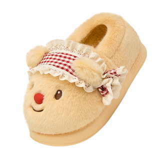 可爱卡通棉拖鞋女款冬季外穿加绒厚底保暖棉鞋防滑包跟月子鞋网红