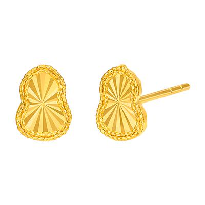 TSL谢瑞麟时尚几何耳饰系列黄金耳钉直针款5G足金耳环新品XQ928